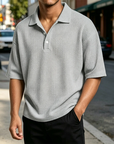 Mivanity Men's Waffle Knit Polo Shirts