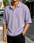 Mivanity Men's Waffle Knit Polo Shirts