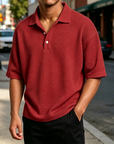 Mivanity Men's Waffle Knit Polo Shirts