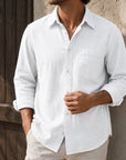 Mivanity Men's Waffle Lapel Casual Comfort Long Sleeve Shirts