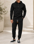 Mivanity Men's Warm Fleece-Lined Hooded Jacket Pants Sets