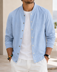 Mivanity Men's Washed Linen Textured Bomber Jacket
