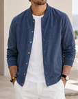 Mivanity Men's Washed Linen Textured Bomber Jacket