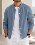 Mivanity Men's Washed Linen Textured Bomber Jacket