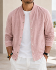 Mivanity Men's Washed Linen Textured Bomber Jacket