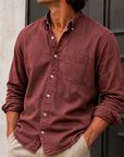 Mivanity Men's Wear Fashionable Retro Vintage Vintage Pocket Lapel Loose Long-sleeved Shirt
