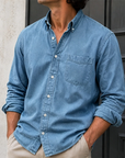 Mivanity Men's Wear Fashionable Retro Vintage Vintage Pocket Lapel Loose Long-sleeved Shirt