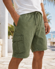 Mivanity Multi-Pocket Utility Cargo Pants Stylish Lace-up Casual Bermuda Shorts