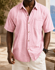 Mivanity Retro Casual Lapel Pocket Solid Color Short Sleeve Shirt