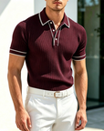 Mivanity Ribbed polo shirt with contrast collar