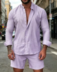 Mivanity Solid Shirt Shorts Sets