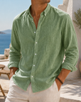 Mivanity Stylish Breathable Linen Casual Everyday Long Sleeve Shirt