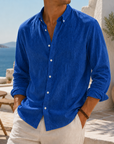 Mivanity Stylish Breathable Linen Casual Everyday Long Sleeve Shirt