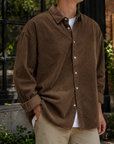 Mivanity Stylish Corduroy Urban Casual Daily Long-Sleeved Shirt