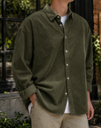 Mivanity Stylish Corduroy Urban Casual Daily Long-Sleeved Shirt