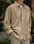 Mivanity Stylish Corduroy Urban Casual Daily Long-Sleeved Shirt