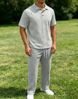 Mivanity Stylish Jacquard Textured Polo Shirt Sets