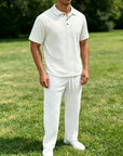 Mivanity Stylish Jacquard Textured Polo Shirt Sets