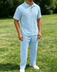 Mivanity Stylish Jacquard Textured Polo Shirt Sets