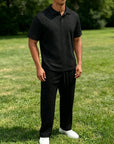Mivanity Stylish Jacquard Textured Polo Shirt Sets