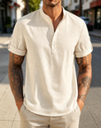 Mivanity Summer Essential Linen Henley Shirts