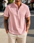 Mivanity Summer Essential Linen Henley Shirts