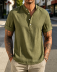 Mivanity Summer Essential Linen Henley Shirts