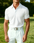 Mivanity Textured Waffle Polo-Soft Summer Lapel Collar Shirts