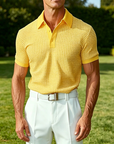 Mivanity Textured Waffle Polo-Soft Summer Lapel Collar Shirts
