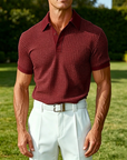Mivanity Textured Waffle Polo-Soft Summer Lapel Collar Shirts
