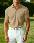 Mivanity Textured Waffle Polo-Soft Summer Lapel Collar Shirts