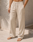 Mivanity Men's Resort Striped Printed Lace-Up Loose Casual Pants