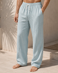 Mivanity Men's Resort Striped Printed Lace-Up Loose Casual Pants