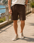 Mivanity casual solid color breathable pleated texture loose shorts