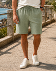 Mivanity casual solid color breathable pleated texture loose shorts