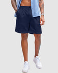 Men’s Linen Shorts Classic Fit Casual Elastic Waist Summer Beach Shorts