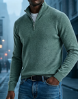 Mivanity Men's Quarter-Zip Stand-Up Collar Polo Shirt