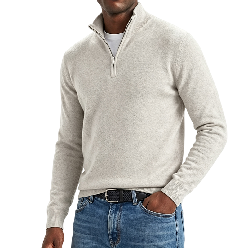 Mivanity Men's Quarter-Zip Stand-Up Collar Polo Shirt
