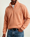 Mivanity Men's Stylish Casual Cotton Long-sleeved Quarter-Zip Sweatshirt