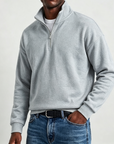 Mivanity Men's Stylish Casual Cotton Long-sleeved Quarter-Zip Sweatshirt
