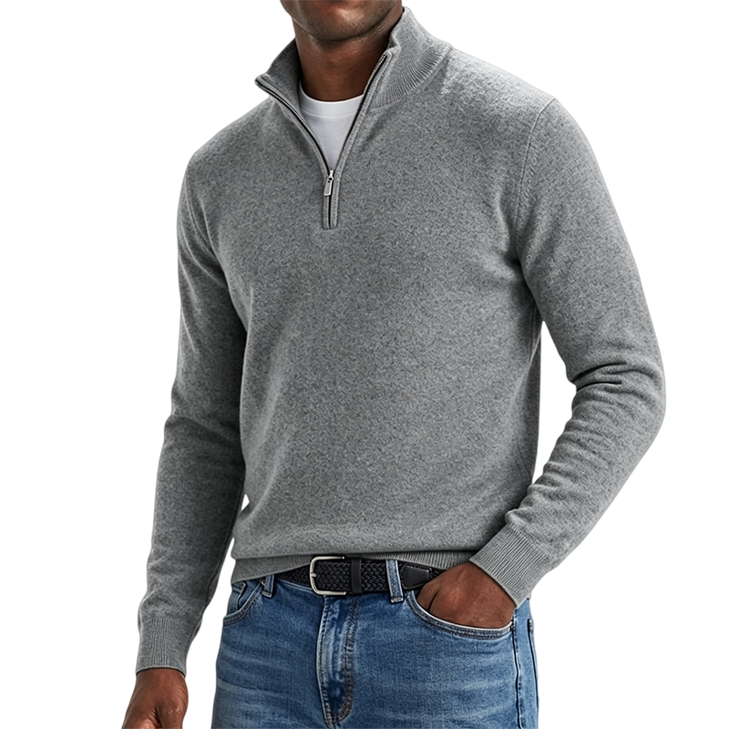 Mivanity Men's Quarter-Zip Stand-Up Collar Polo Shirt