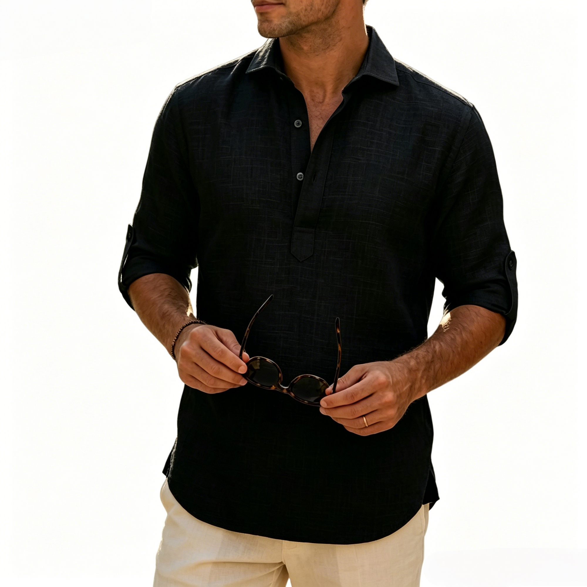 Aegean Summer Slub Linen Shirt