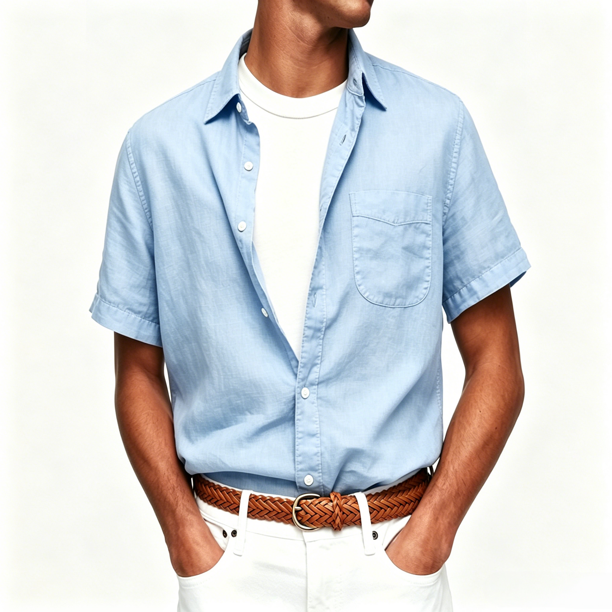 Washed Sun-Faded Linen Resort Shirt | Natural Crinkle &amp; Structured Fit