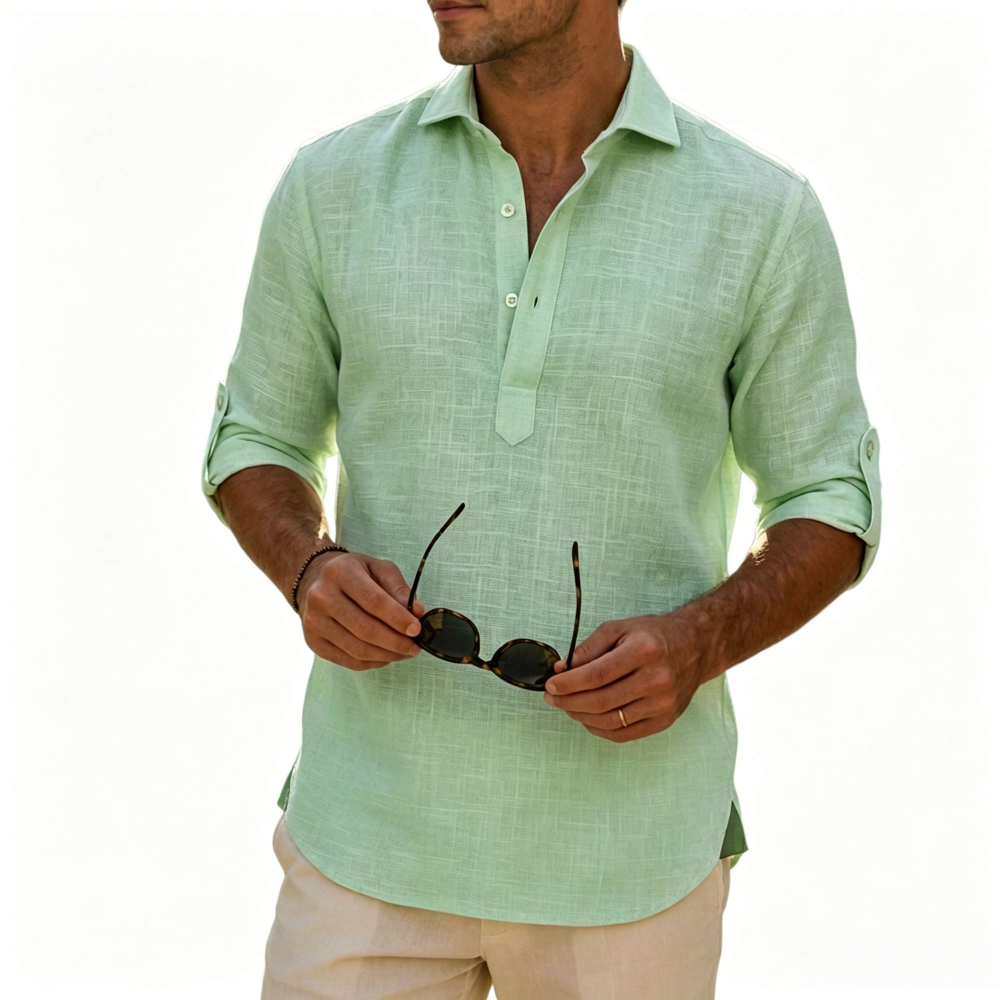 Aegean Summer Slub Linen Shirt
