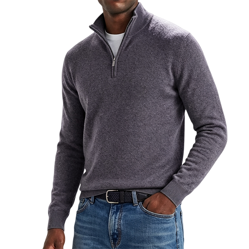 Mivanity Men's Quarter-Zip Stand-Up Collar Polo Shirt