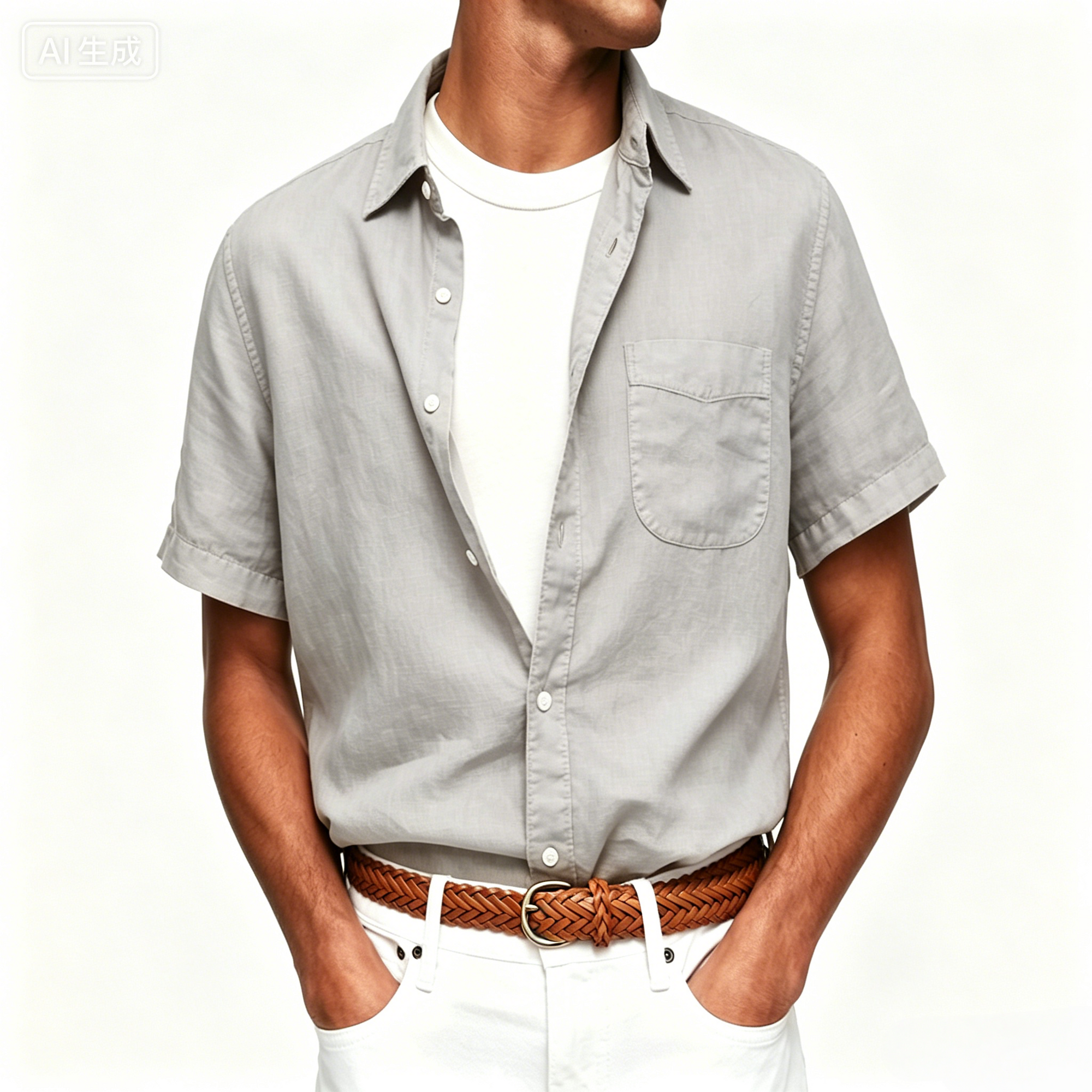 Washed Sun-Faded Linen Resort Shirt | Natural Crinkle &amp; Structured Fit
