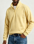 Mivanity Men's Stylish Casual Cotton Long-sleeved Quarter-Zip Sweatshirt