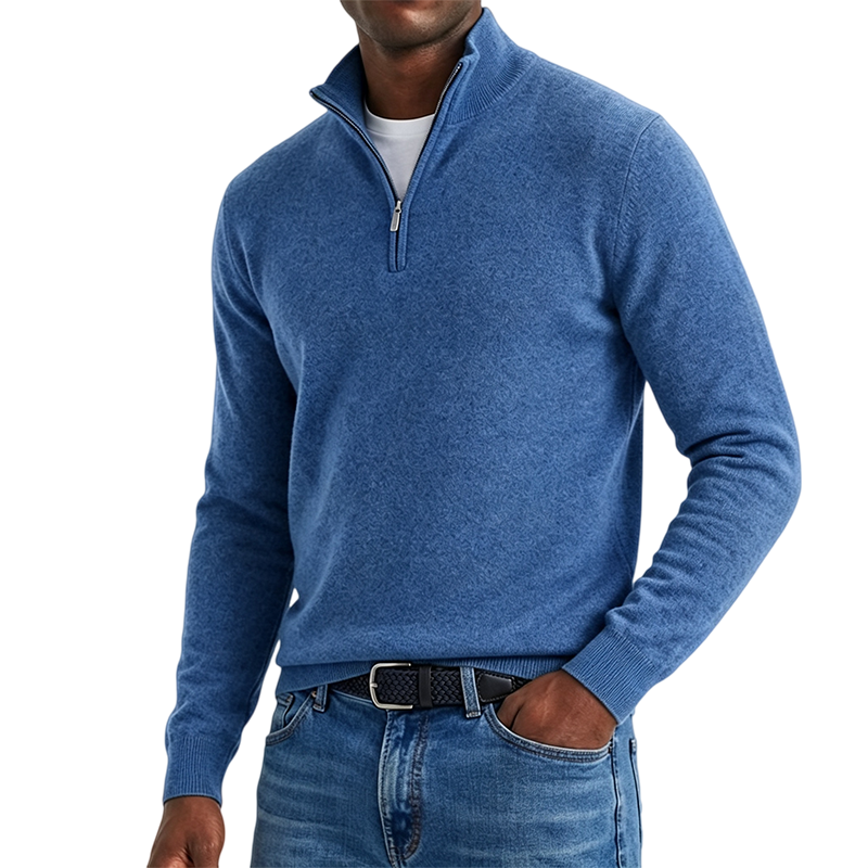Mivanity Men's Quarter-Zip Stand-Up Collar Polo Shirt