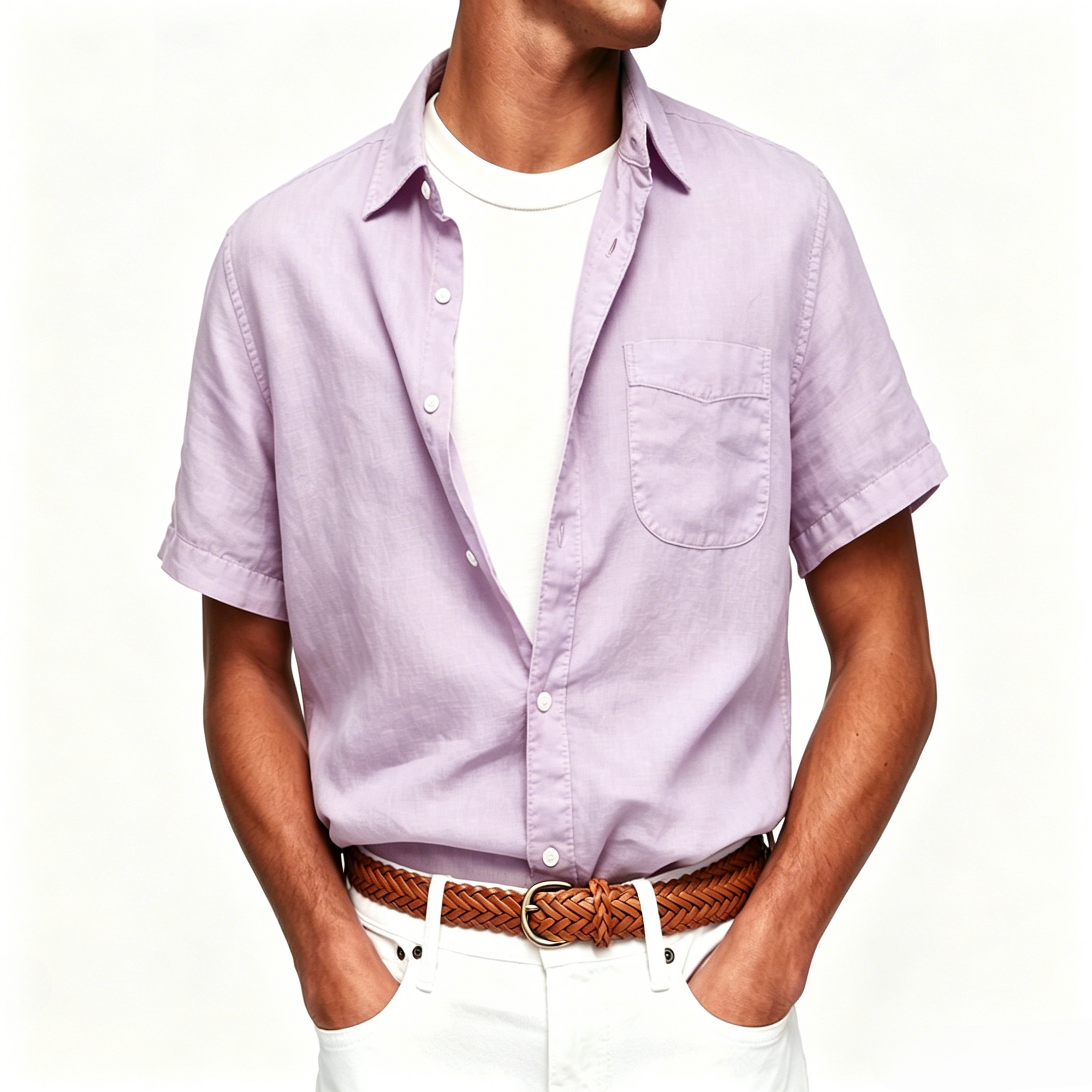 Washed Sun-Faded Linen Resort Shirt | Natural Crinkle &amp; Structured Fit