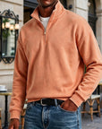 Mivanity Men's Stylish Casual Cotton Long-sleeved Quarter-Zip Sweatshirt